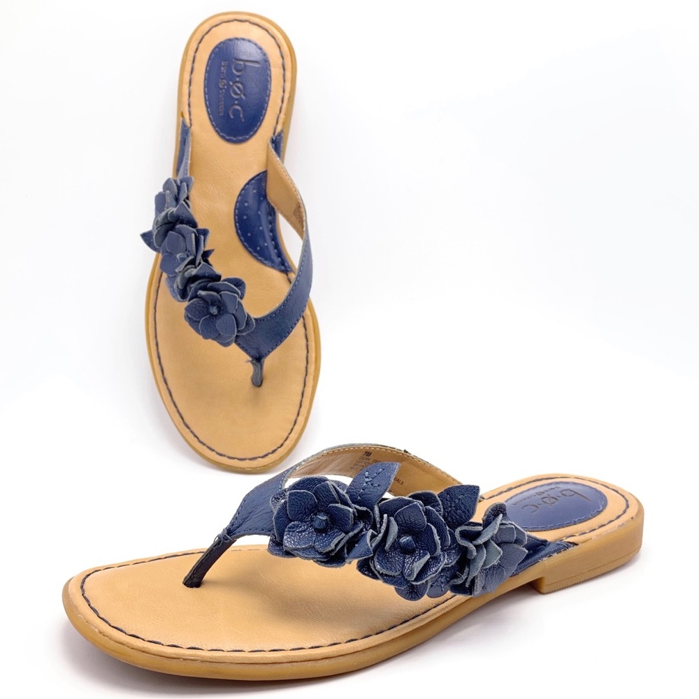 BOC Born 7M Blue Leather Flower Sandals